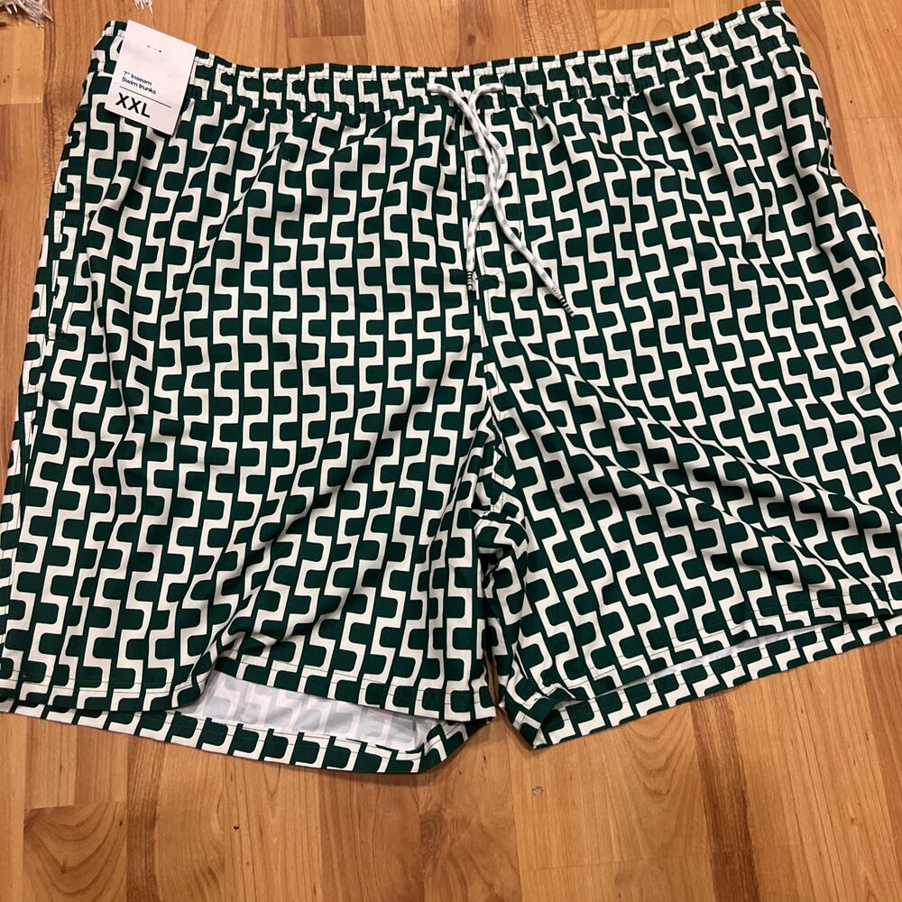 Original Use 7” Swim Trunks Geo Print Green Men’s XXL